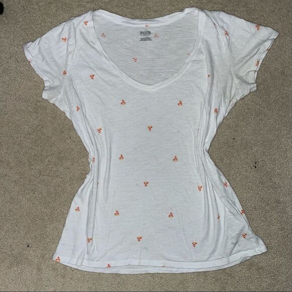 Victoria’s Secret white T-shirt with pizza pattern - Picture 2 of 7